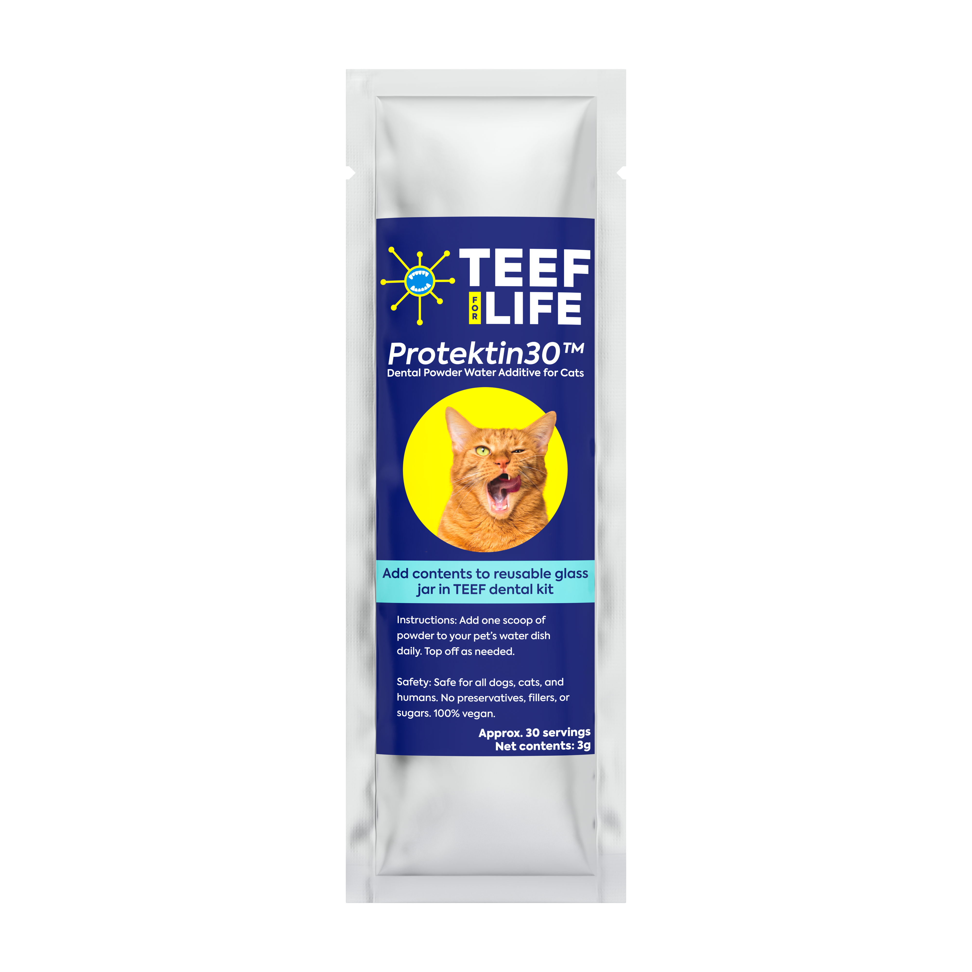 Navulverpakking: TEEF for Life - Protektin30™ Prebiotisch voedingssupplement, Tandpoeder voor Katten