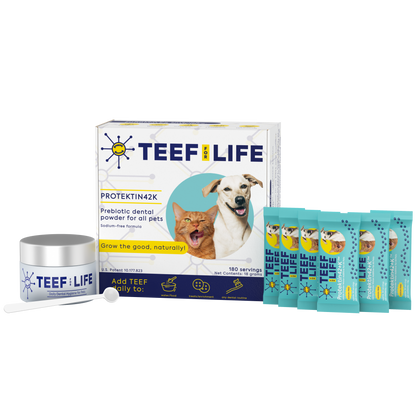 Mondzorgset: TEEF for Life - Protektin42K - Prebiotisch voedingssupplement, Tandpoeder voor ALLE huisdieren (Natriumvrij)