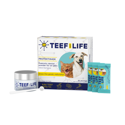 Mondzorgset: TEEF for Life - Protektin42K - Prebiotisch voedingssupplement, Tandpoeder voor ALLE huisdieren (Natriumvrij)