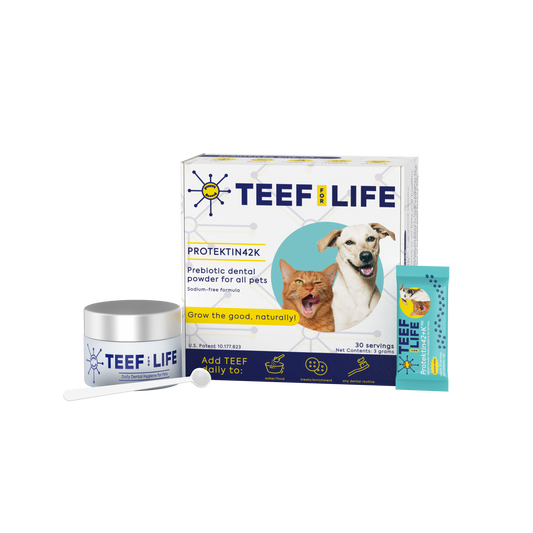 Mondzorgset: TEEF for Life - Protektin42K - Prebiotisch voedingssupplement, Tandpoeder voor ALLE huisdieren (Natriumvrij)