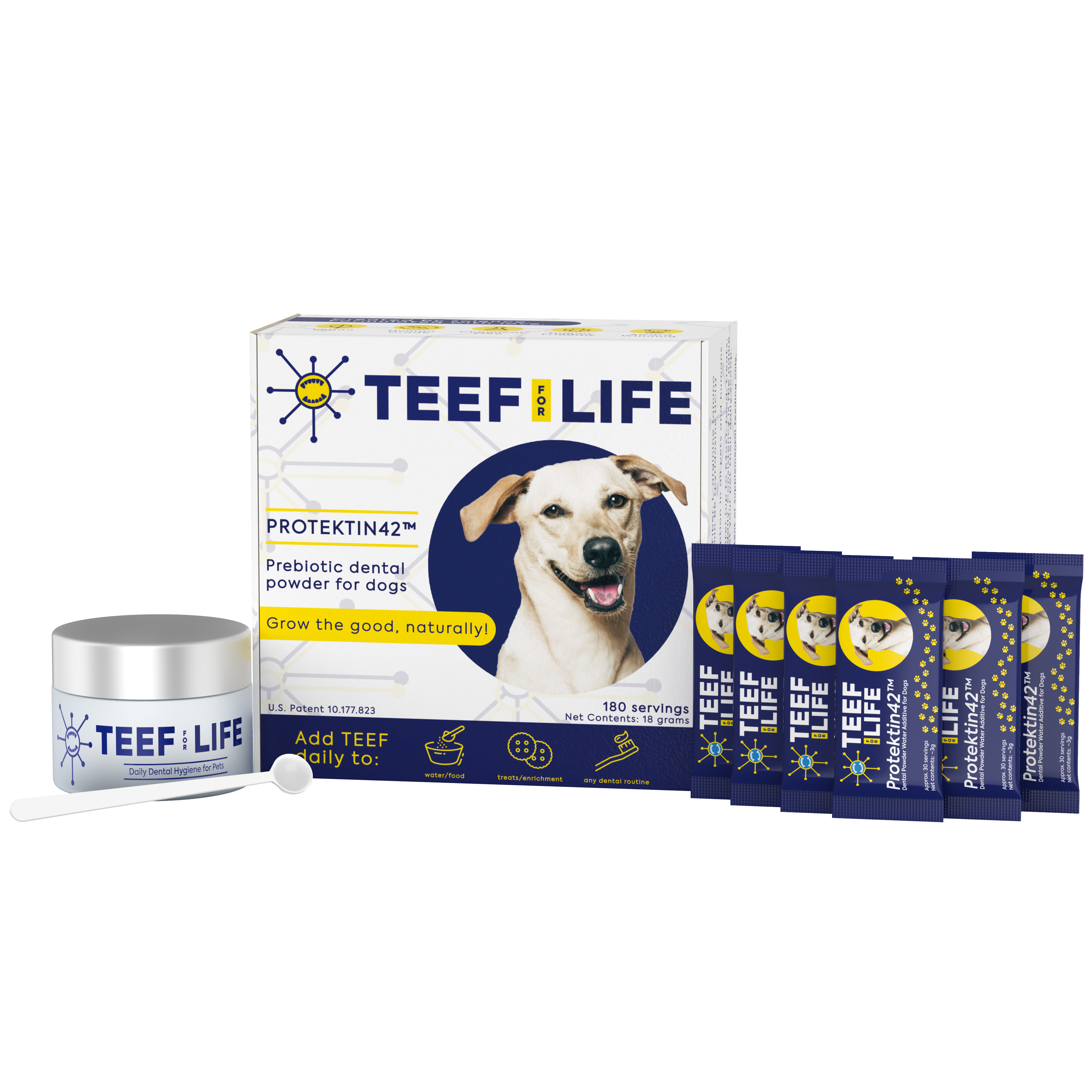 Mondzorgset: TEEF for Life - Protektin42™ - Prebiotisch voedingssupplement, Tandpoeder voor Honden