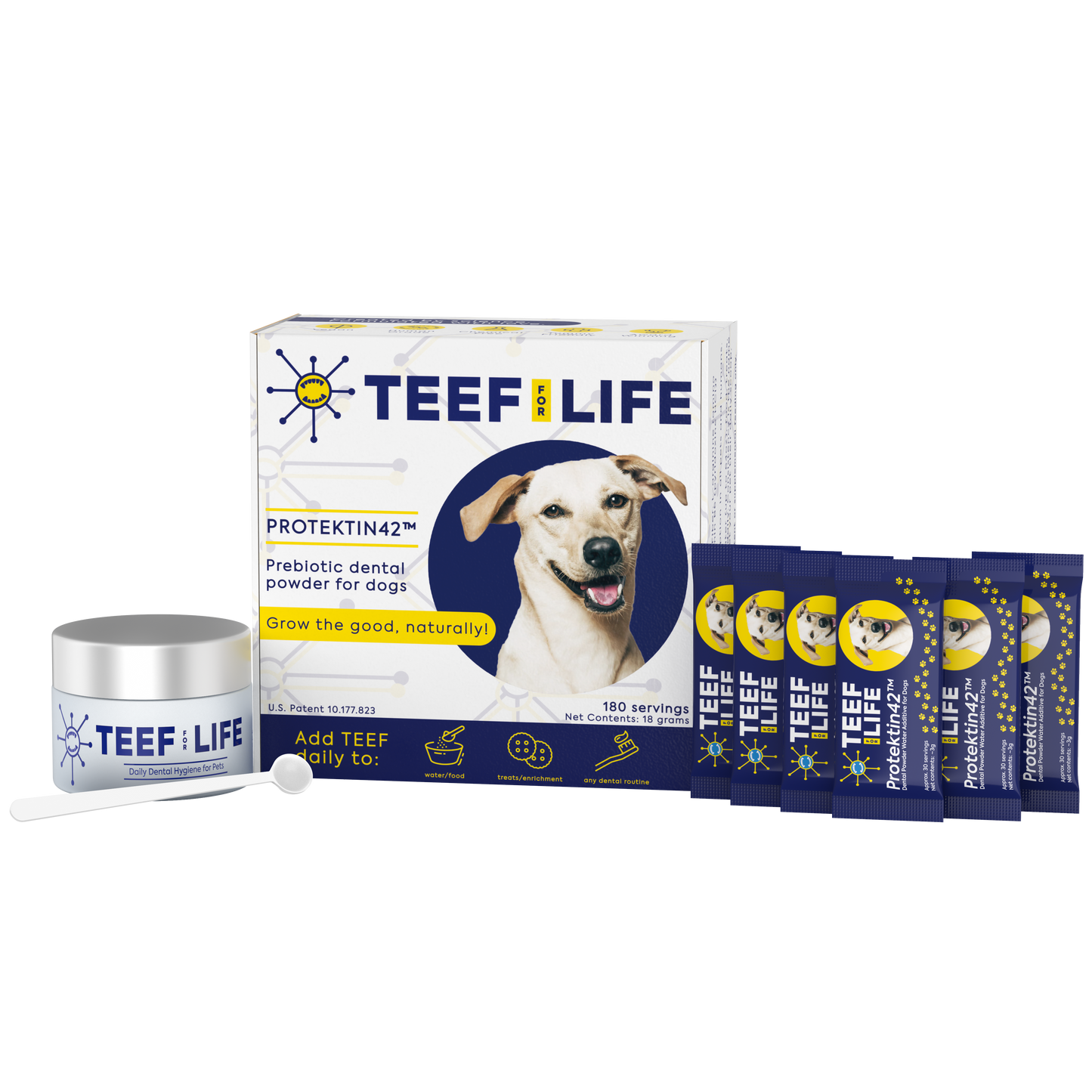 Mondzorgset: TEEF for Life - Protektin42™ - Prebiotisch voedingssupplement, Tandpoeder voor Honden