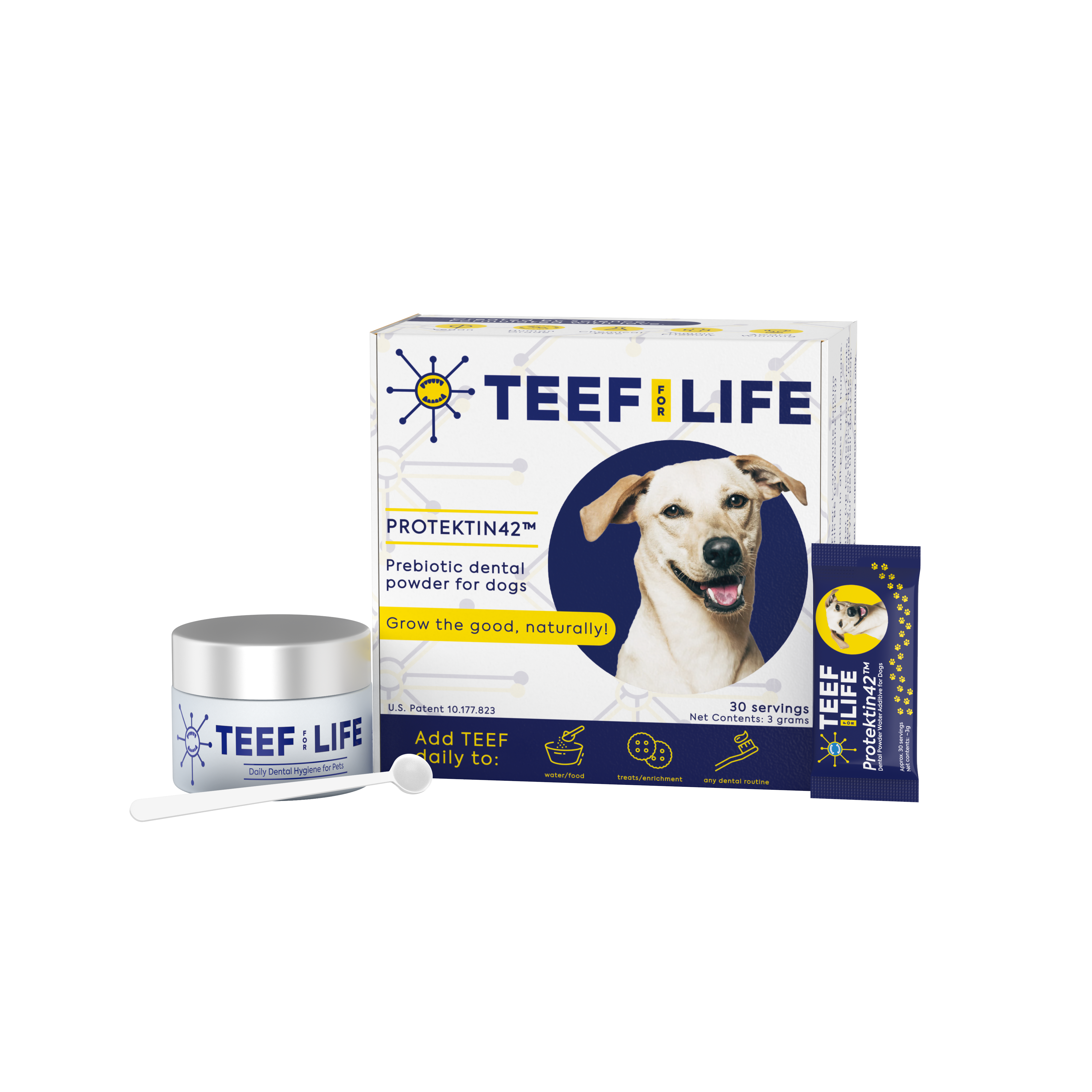 Mondzorgset: TEEF for Life - Protektin42™ - Prebiotisch voedingssupplement, Tandpoeder voor Honden